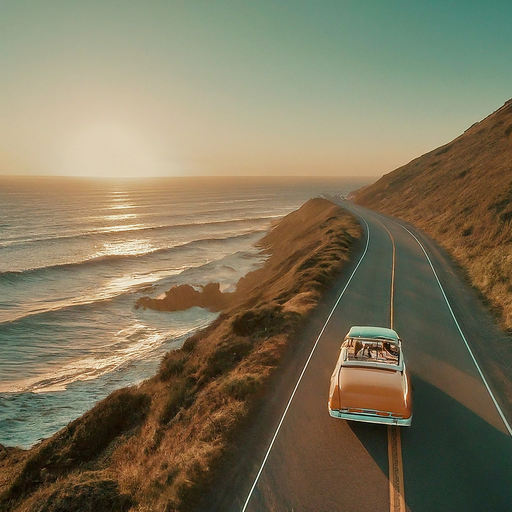 Chasing the Sunset on a Coastal Drive