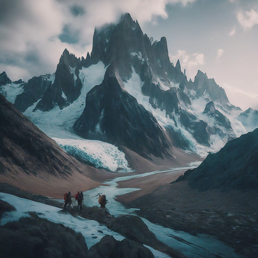 Tiny Hikers Against a Majestic Mountain Range