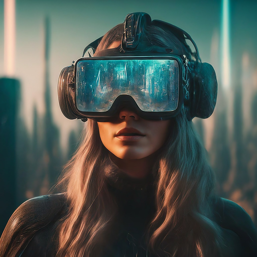 Lost in a Digital Dream: A Woman Explores a Futuristic World