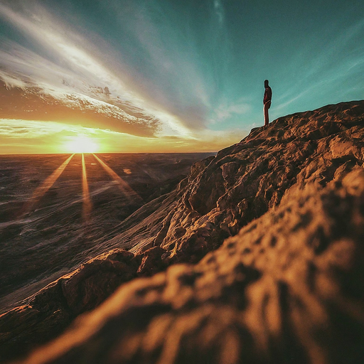 Silhouetted Against the Sunset: A Moment of Solitude in the Desert