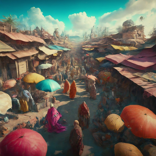 A Whimsical Marketplace Bustling with Life