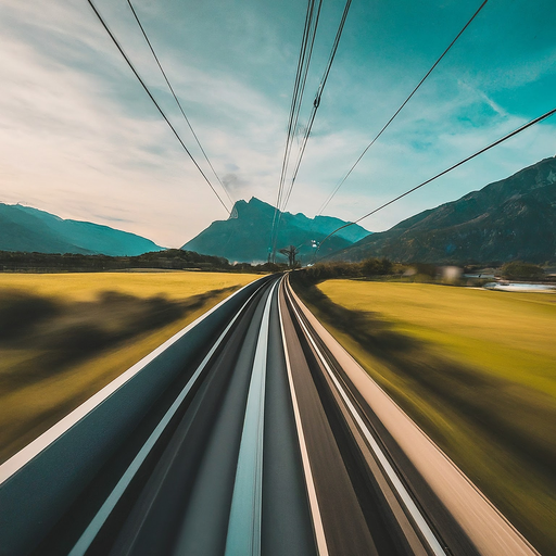 Blurred by Speed: A Highway Journey Through Majestic Mountains