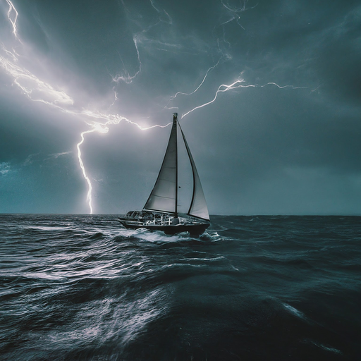 Tiny Sailboat Battles a Furious Storm