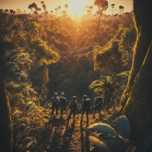 Silhouettes of Adventure: Hikers Embrace the Dawn