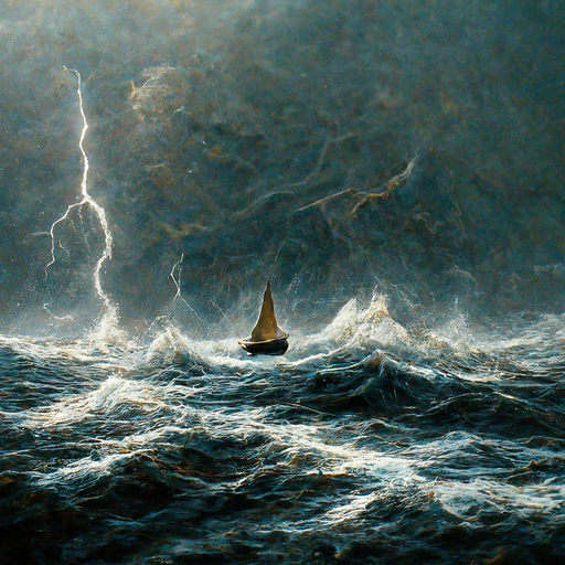 Tiny Sailboat Battles a Furious Storm