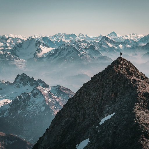 A Solitary Figure Contemplates the Majesty of the Mountains