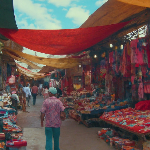 Vibrant Street Market Bustles Under the Midday Sun