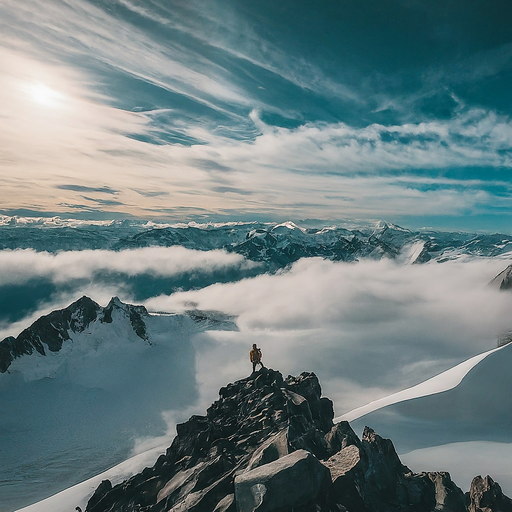 A Hiker’s Solitude Amidst a Snowy Wilderness