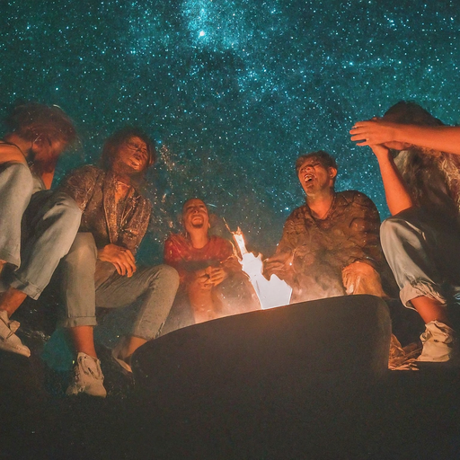 Campfire Cozy: Friends Gather Under a Starry Sky