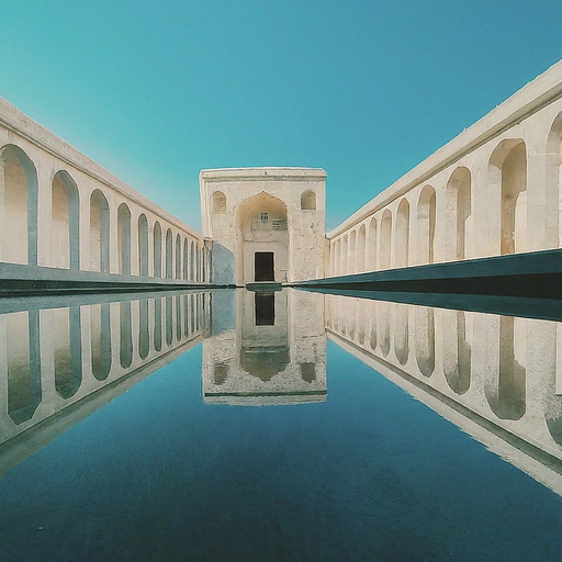 Tranquility Reflected: A Serene Stone Archway