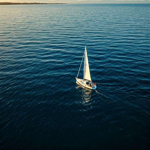 Tranquility on the Horizon: A Sailboat’s Peaceful Journey