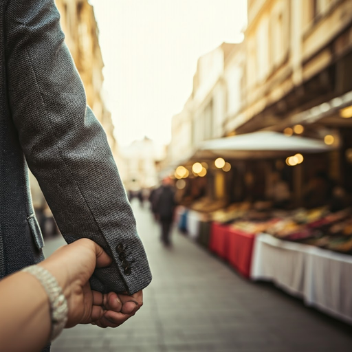 A Timeless Embrace: A Moment of Intimacy on a Busy Street