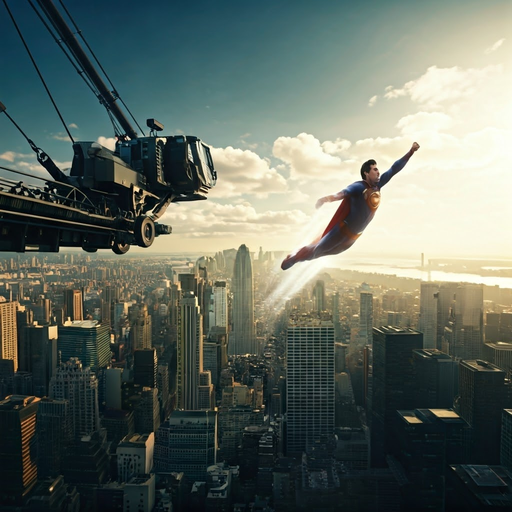 Superman Soars Above the City in a Moment of Hopeful Action