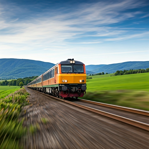 Chasing the Horizon: A Tranquil Train Journey Through Rolling Hills