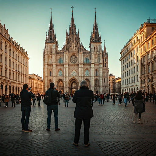 Golden Hour Majesty: A Cathedral Bathed in Warm Light