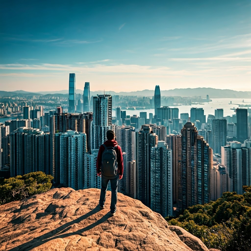 A Solitary Figure Contemplates the Cityscape