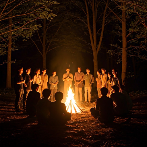 Shadows and Flames: A Cozy Gathering in the Dark Forest