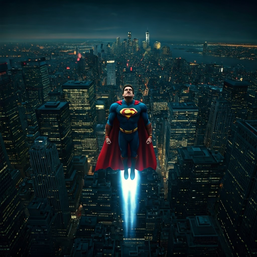 Superman Soars Above the City, a Beacon of Hope