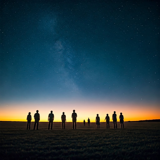 Silhouettes Against the Milky Way: A Serene Night Sky