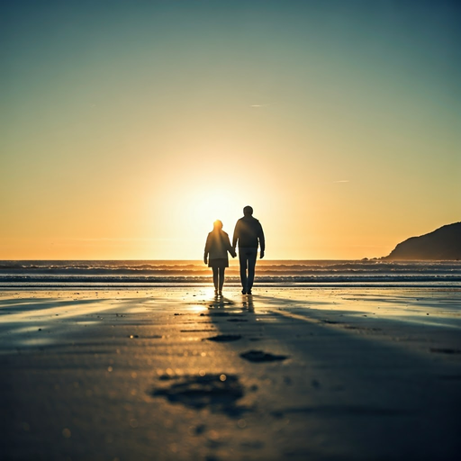 Silhouettes of Love: A Couple’s Walk into the Sunset