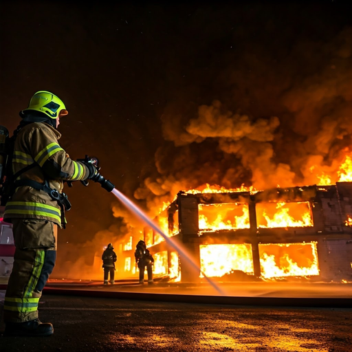 Firefighter Battles Blaze in Dramatic Nighttime Rescue