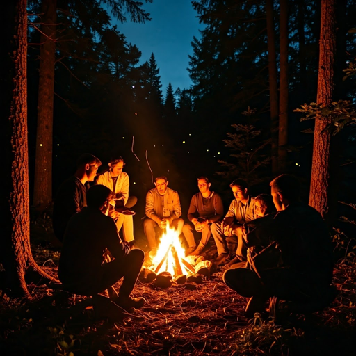 Campfire Tales: Friends Gather Under the Stars