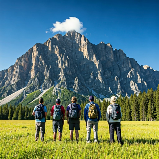 Tiny Hikers, Mighty Mountains: A Serene Landscape