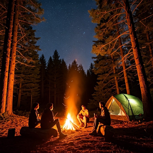 Campfire Under a Starry Sky: Cozy Adventure Awaits