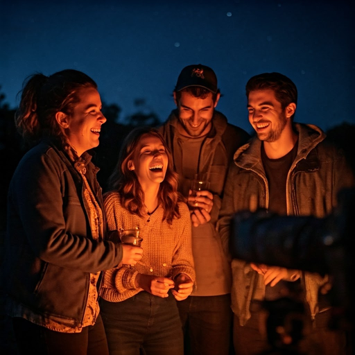 Campfire Laughter: Friends Share a Moment of Joy and Connection