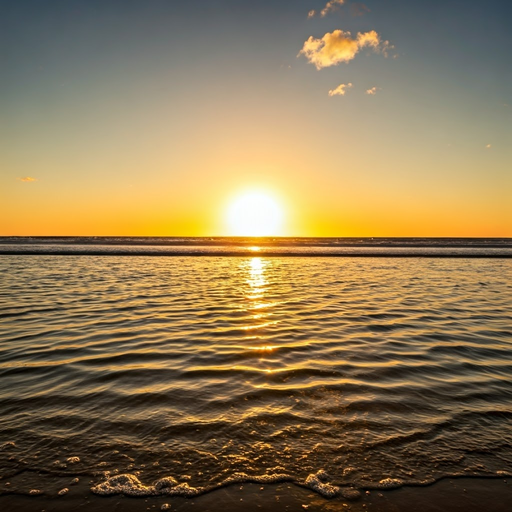 Golden Hour Serenity: Sunset Over a Tranquil Ocean