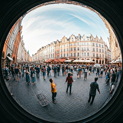 A Fisheye View of Bustling European Life