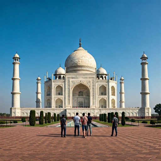 The Taj Mahal: A Serene Masterpiece Against the Blue Sky