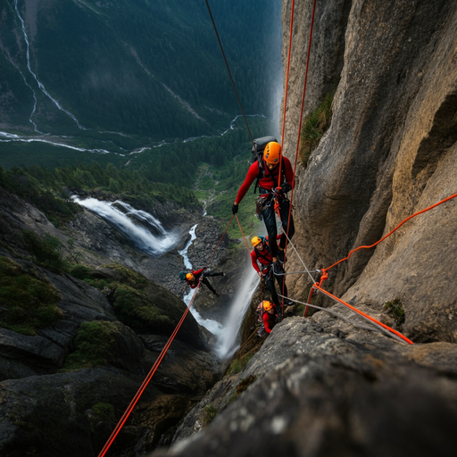 Adrenaline Rush: Climbers Conquer a Waterfall