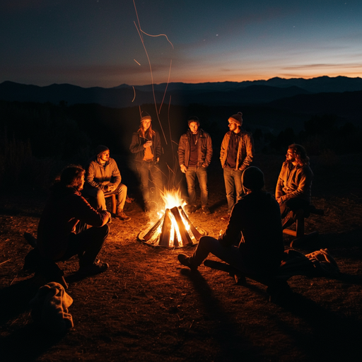 Campfire Under a Starry Sky