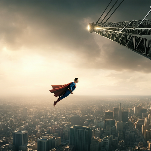 Superman Soars Above the City in Epic Display