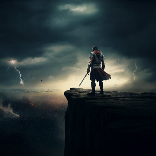 Silhouetted Against the Storm: A Warrior’s Lone Stand