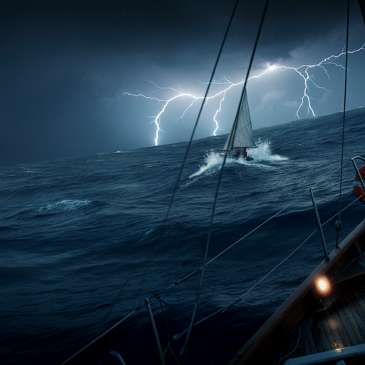 Caught in the Storm’s Eye: A Sailboat Battles the Elements