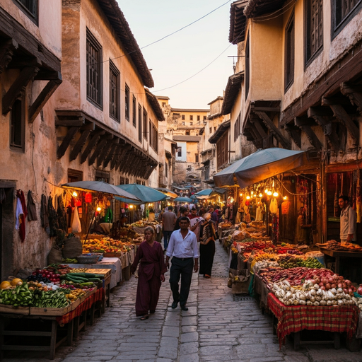 Sun-Kissed Market Street: A Medieval Town’s Vibrant Heart