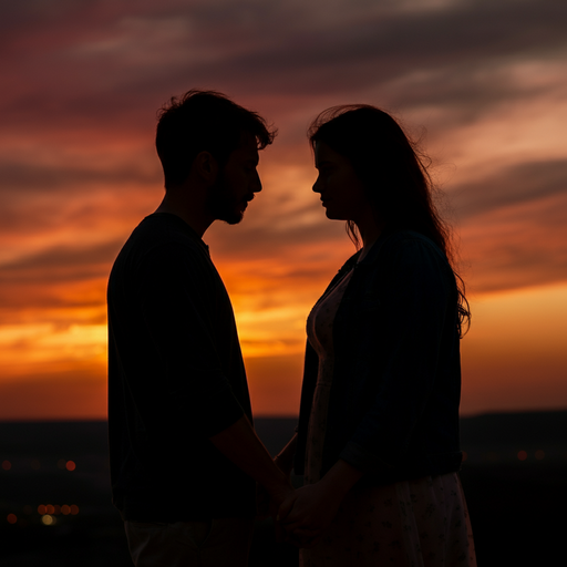 Silhouettes of Love Against a Vibrant Sunset