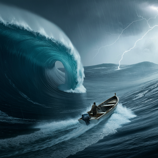 Tiny Boat, Giant Wave: A Dramatic Encounter with Nature’s Fury