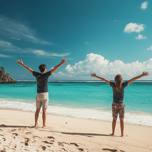 Embrace the Freedom: Two Friends Find Joy on a Pristine Beach