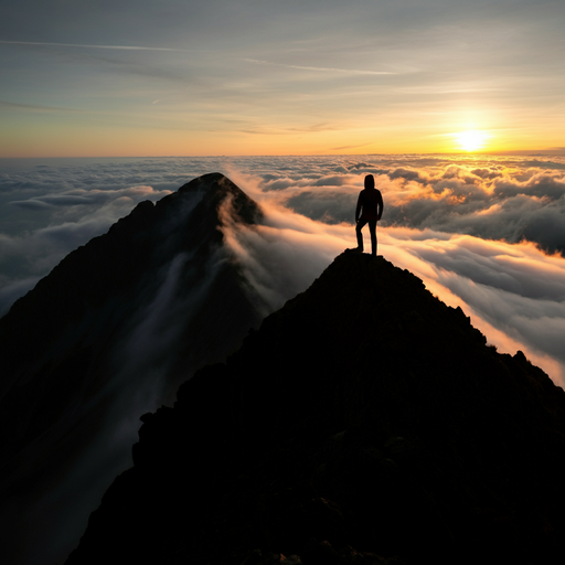 Silhouetted Against the Dawn: A Moment of Solitude on the Mountaintop