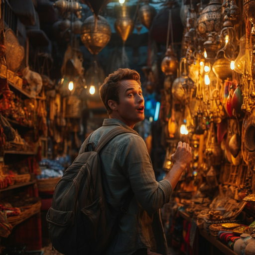 A Moment of Wonder in a Vibrant Marketplace