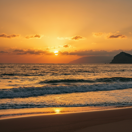 Golden Hour Serenity: Sunset Over a Tranquil Ocean