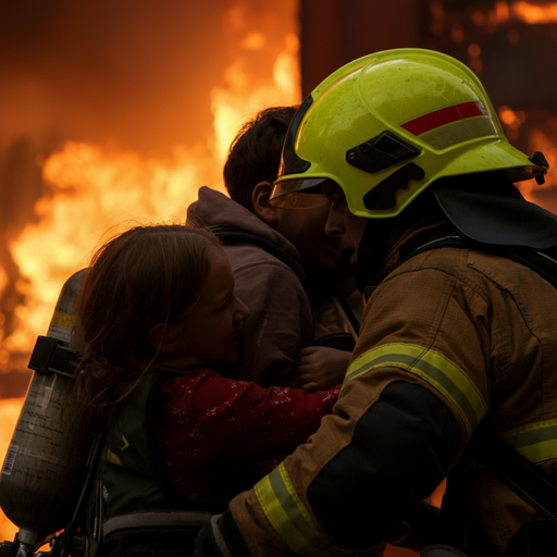 Firefighter Bravely Rescues Two From Burning Building