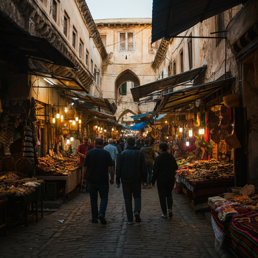 Lost in the Labyrinth: A Bustling Marketplace in a Narrow Street