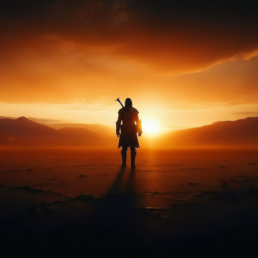 A Warrior’s Silhouette Against the Setting Sun