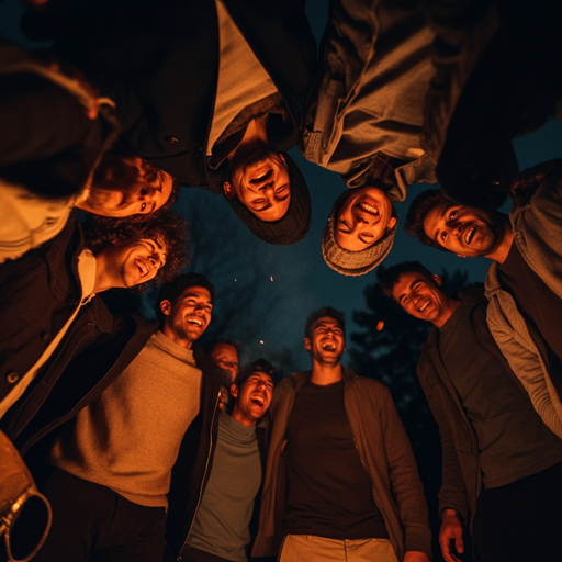 Campfire Laughter: Friends Sharing Joy Under the Stars