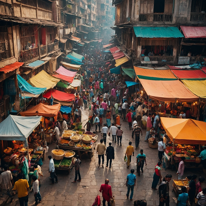 A Bird’s Eye View of Bustling Market Life