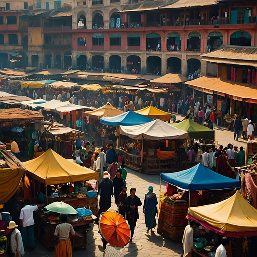 A Vibrant Tapestry of Life: A Bustling Indian Marketplace